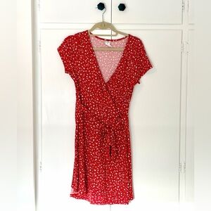 Red Floral Twik by Simons Wrap Dress
